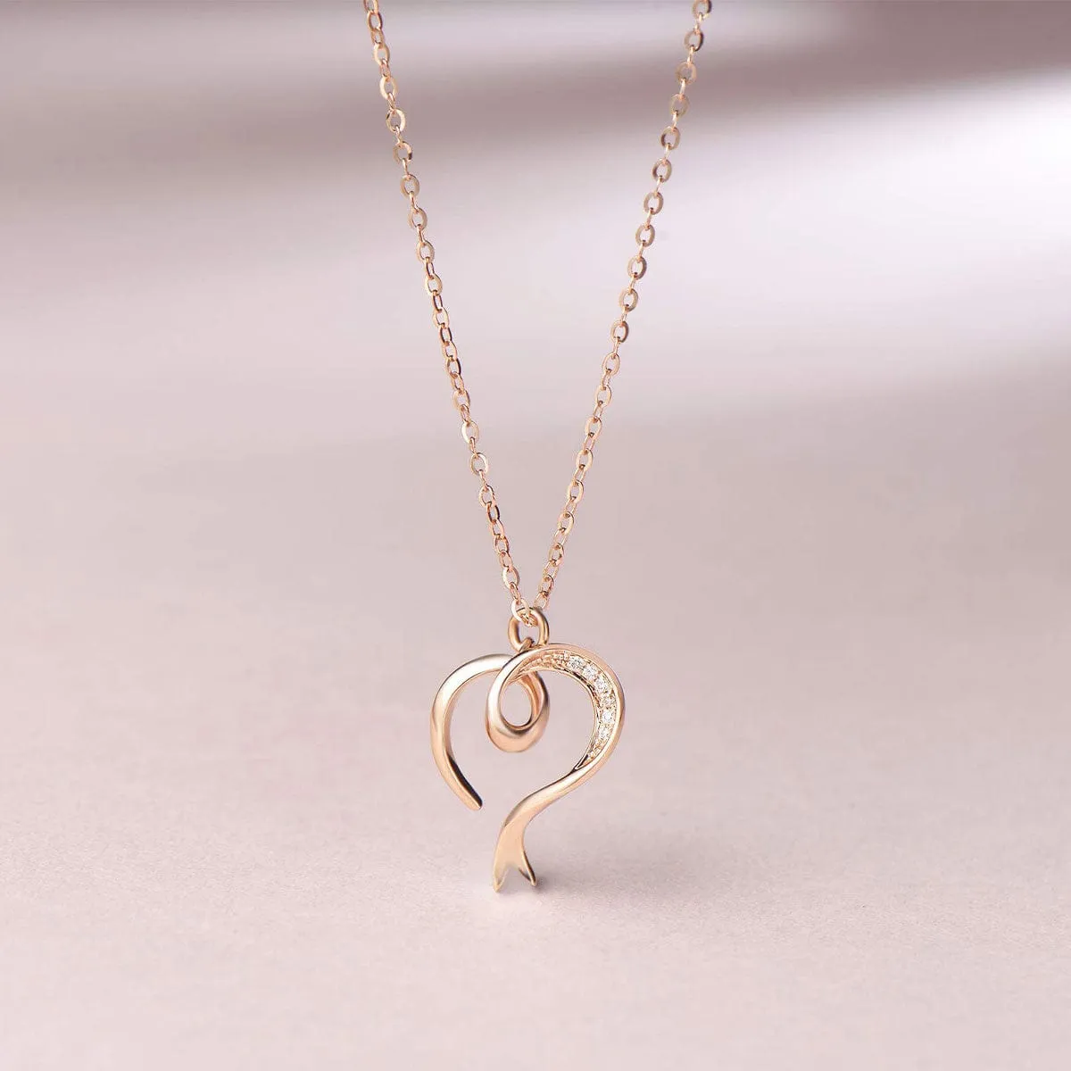 FANCIME Heart 14K Solid Rose Gold Necklace