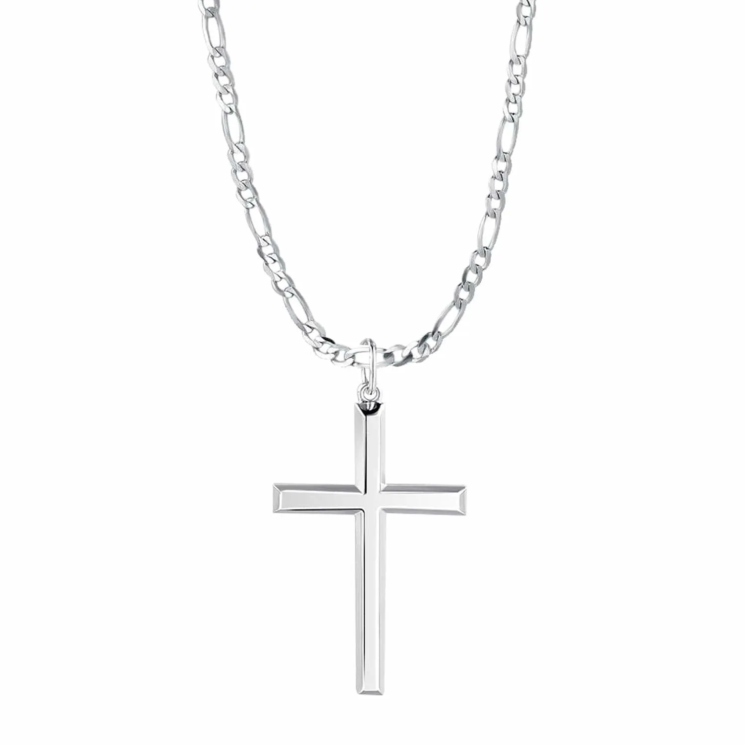 FANCIME High Polished Cross Mens Sterling Silver Necklace