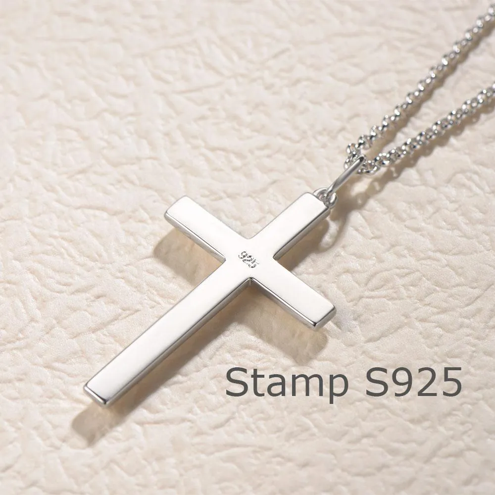 FANCIME High Polished Cross Mens Sterling Silver Necklace