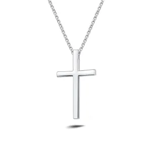 FANCIME Large Polishing Cross Sterling Silver Mens Necklace