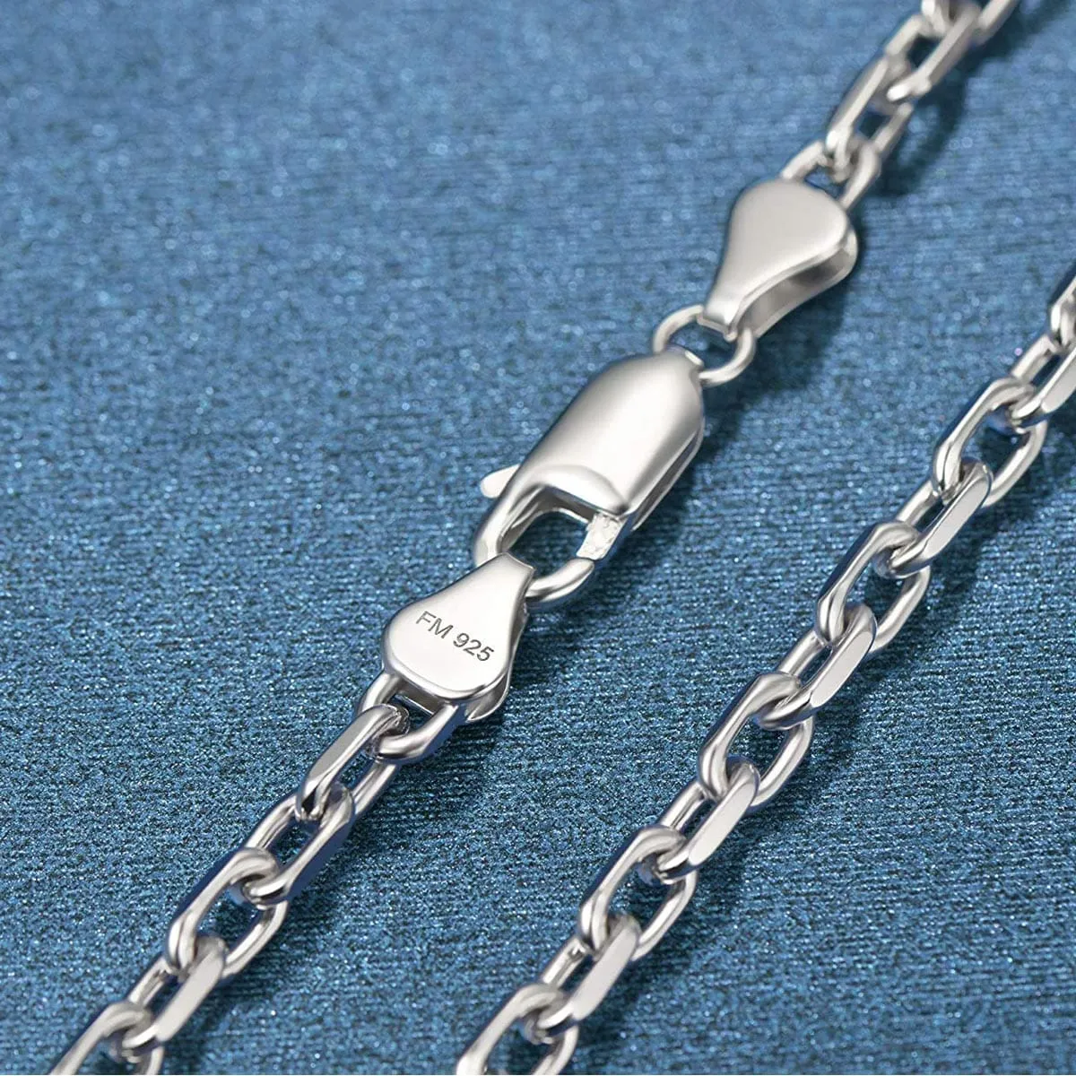 FANCIME Men's Oval Cable Chain Sterling Silver Bracelet