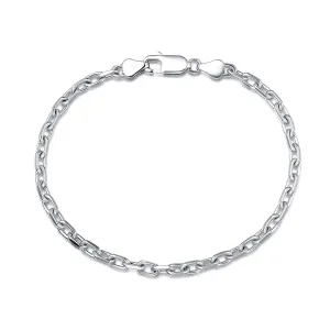 FANCIME Men's Oval Cable Chain Sterling Silver Bracelet