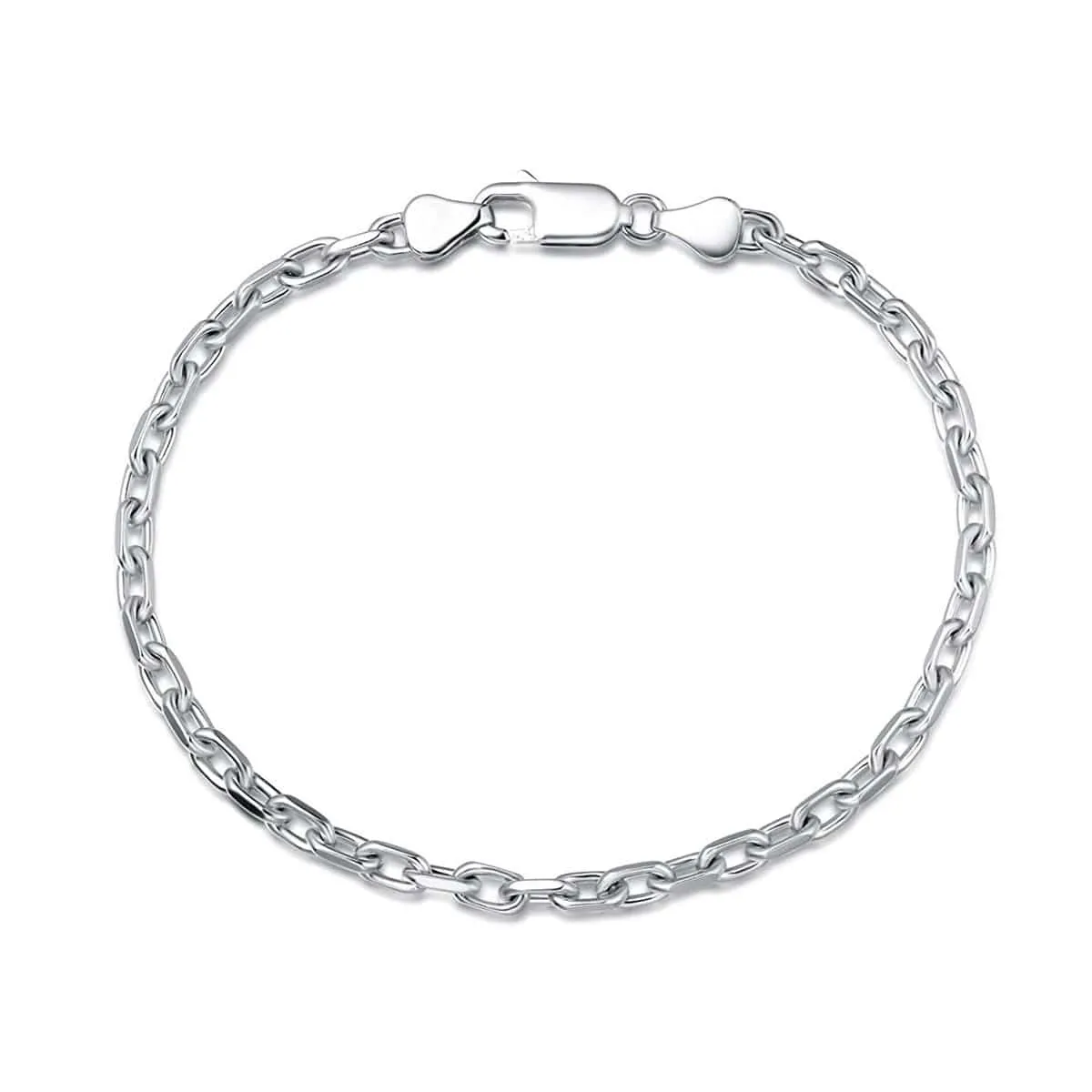 FANCIME Men's Oval Cable Chain Sterling Silver Bracelet