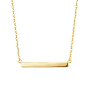 FANCIME "Simply Bar" Horizontal Gold Bar 14K Yellow Gold Necklace