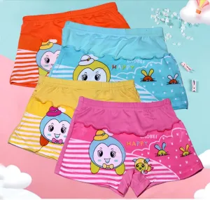 Flourish 4 Pcs Panties Girls Cotton Boxer Random Designs