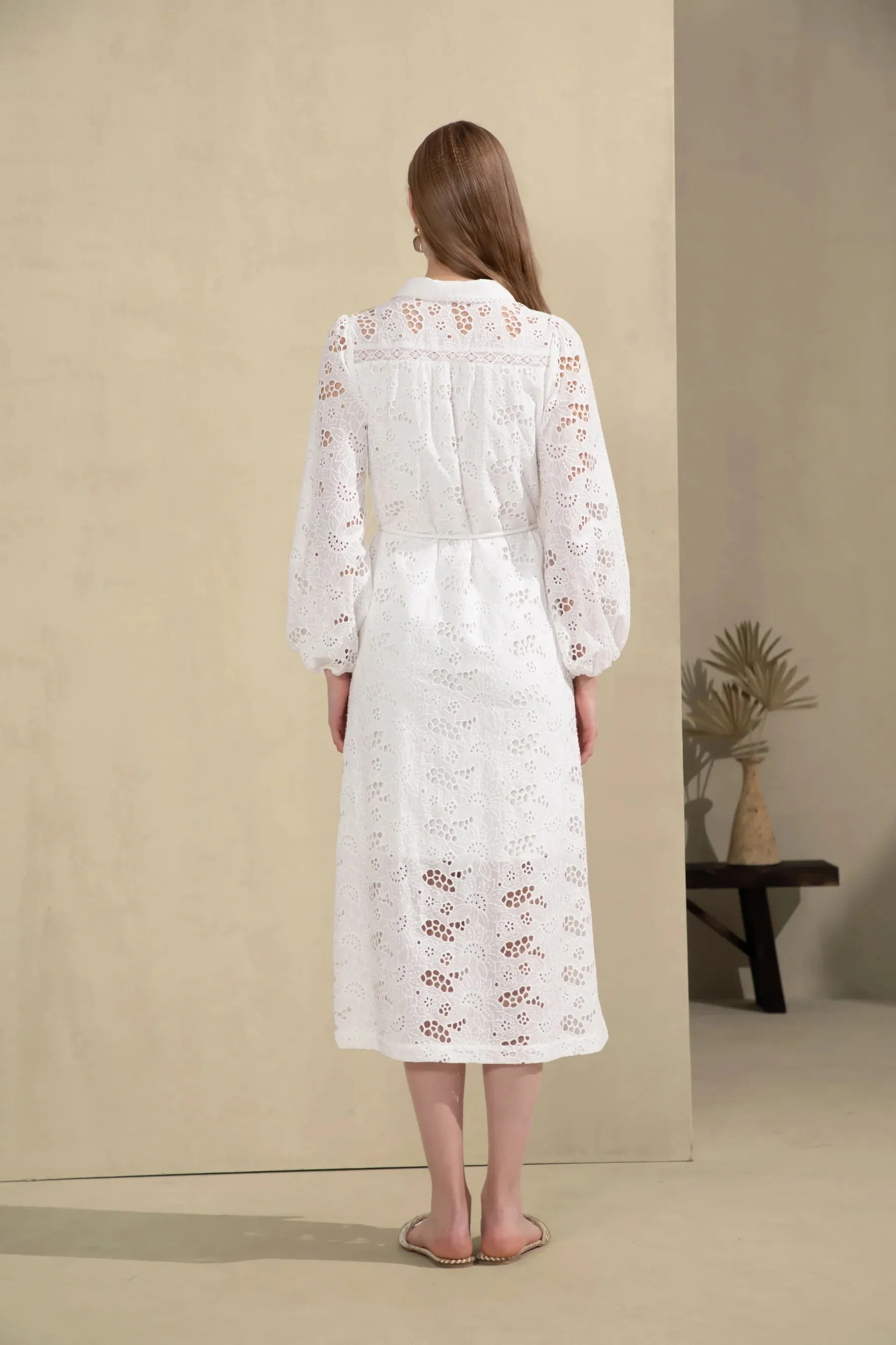 GDS Rosie Embroidered Long Dress  | White