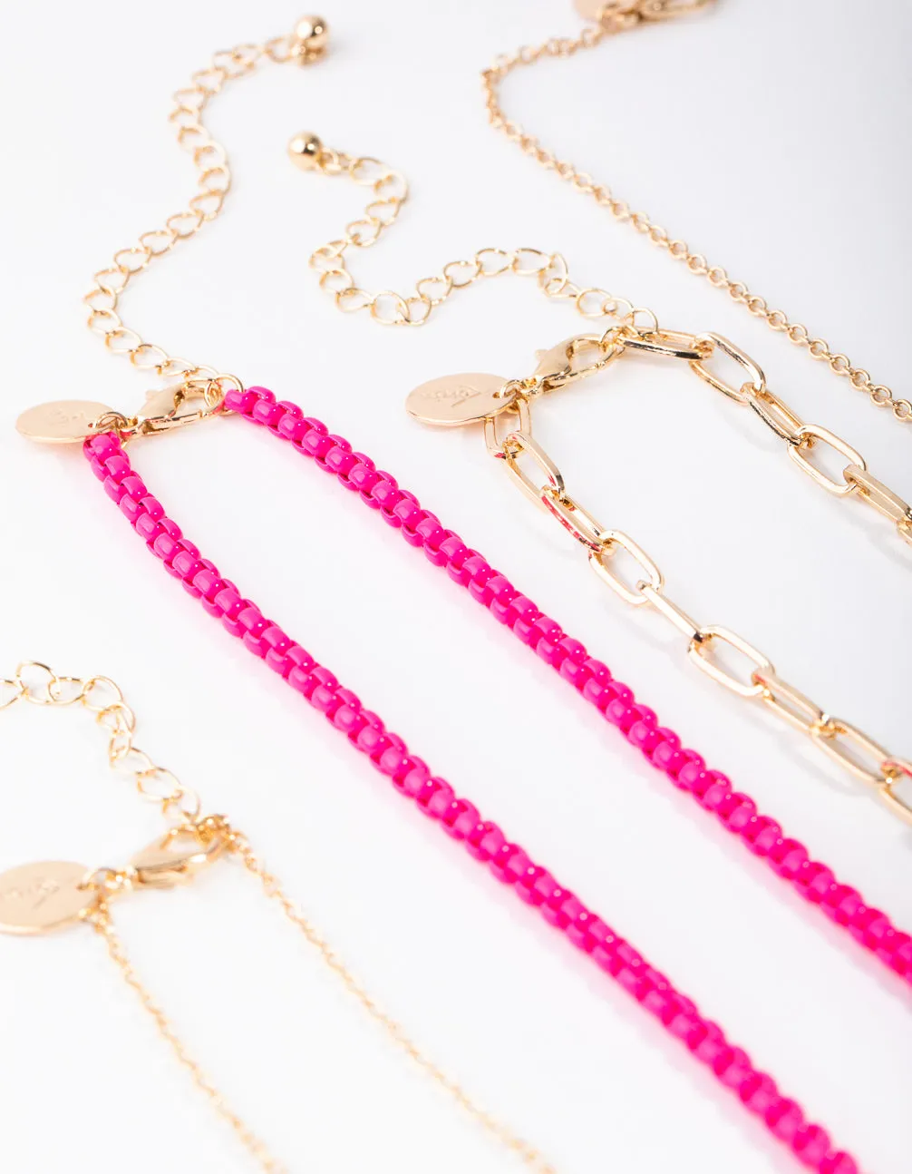 Gold Matte Neon Moon Necklaces 4-Pack