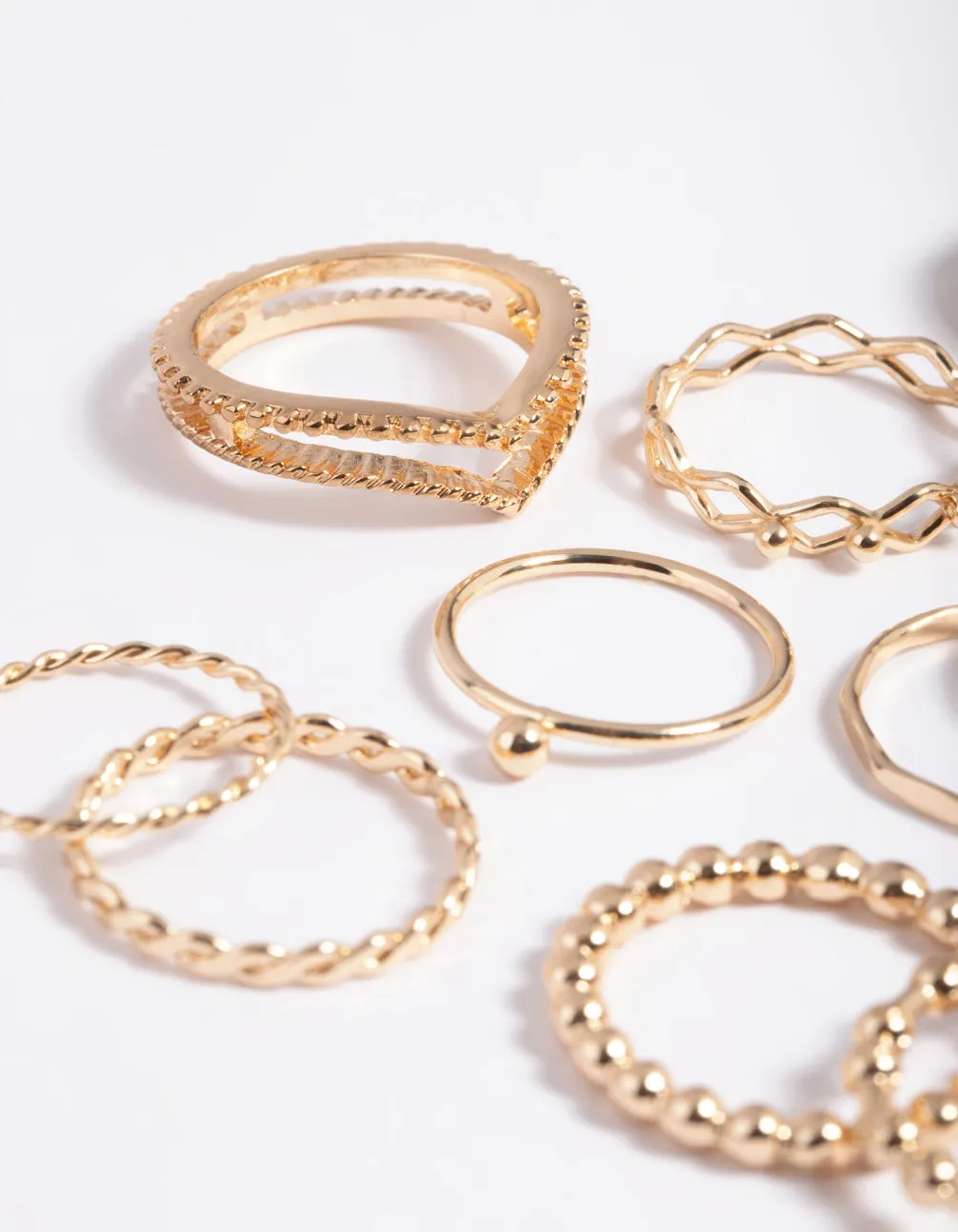 Gold Mixed Ball Ring Stack Pack