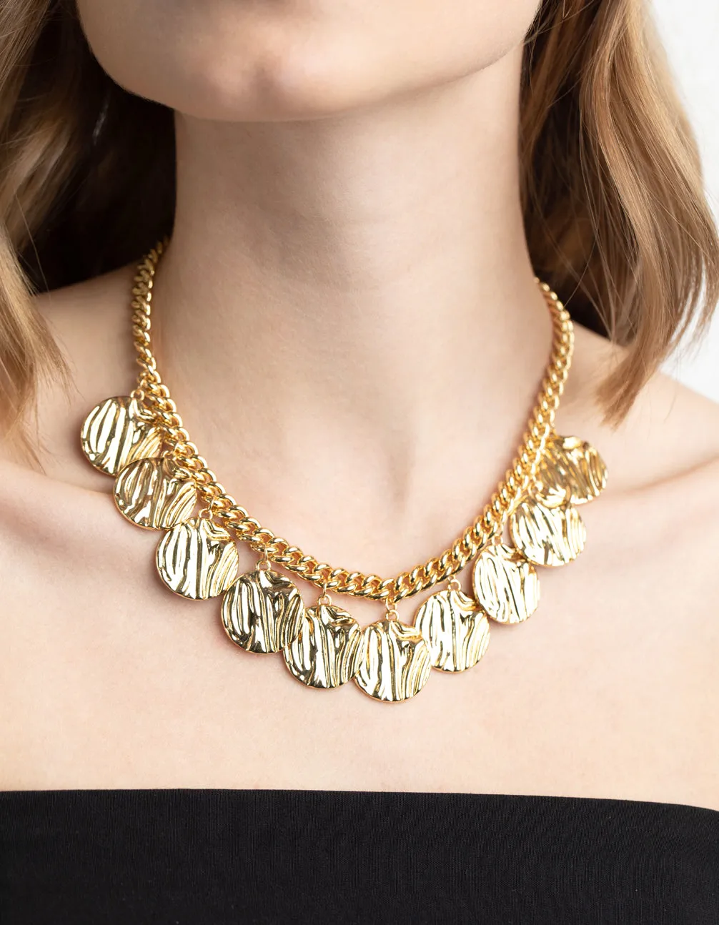 Gold Plated Textured Necklace