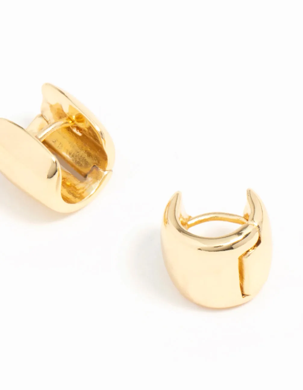 Gold Plated Wide Mini Huggie Earrings