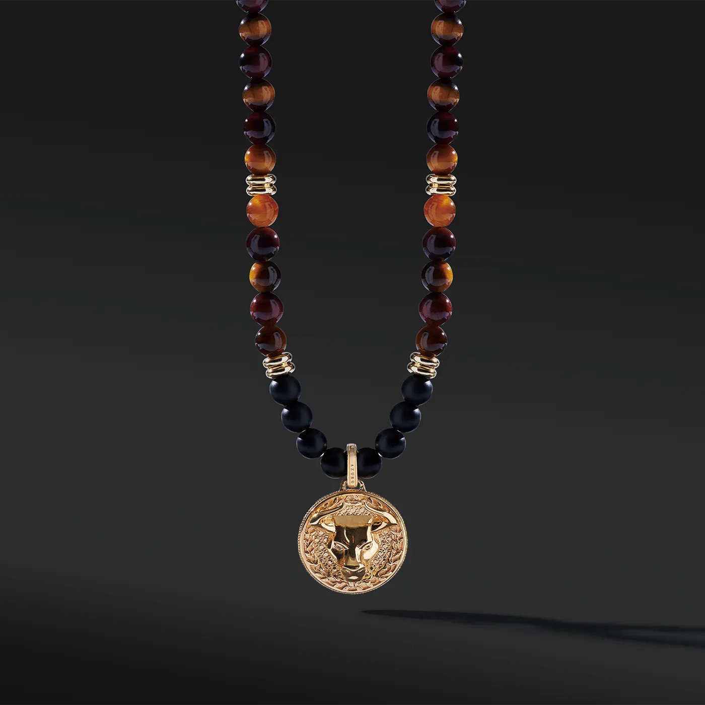 Gold Tiger Eye Beaded Necklace with Pendant