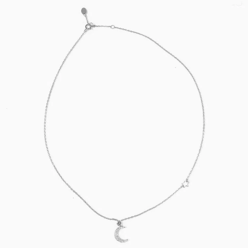 Hanging Moon   Star Necklace (sterling silver or 16K gold)