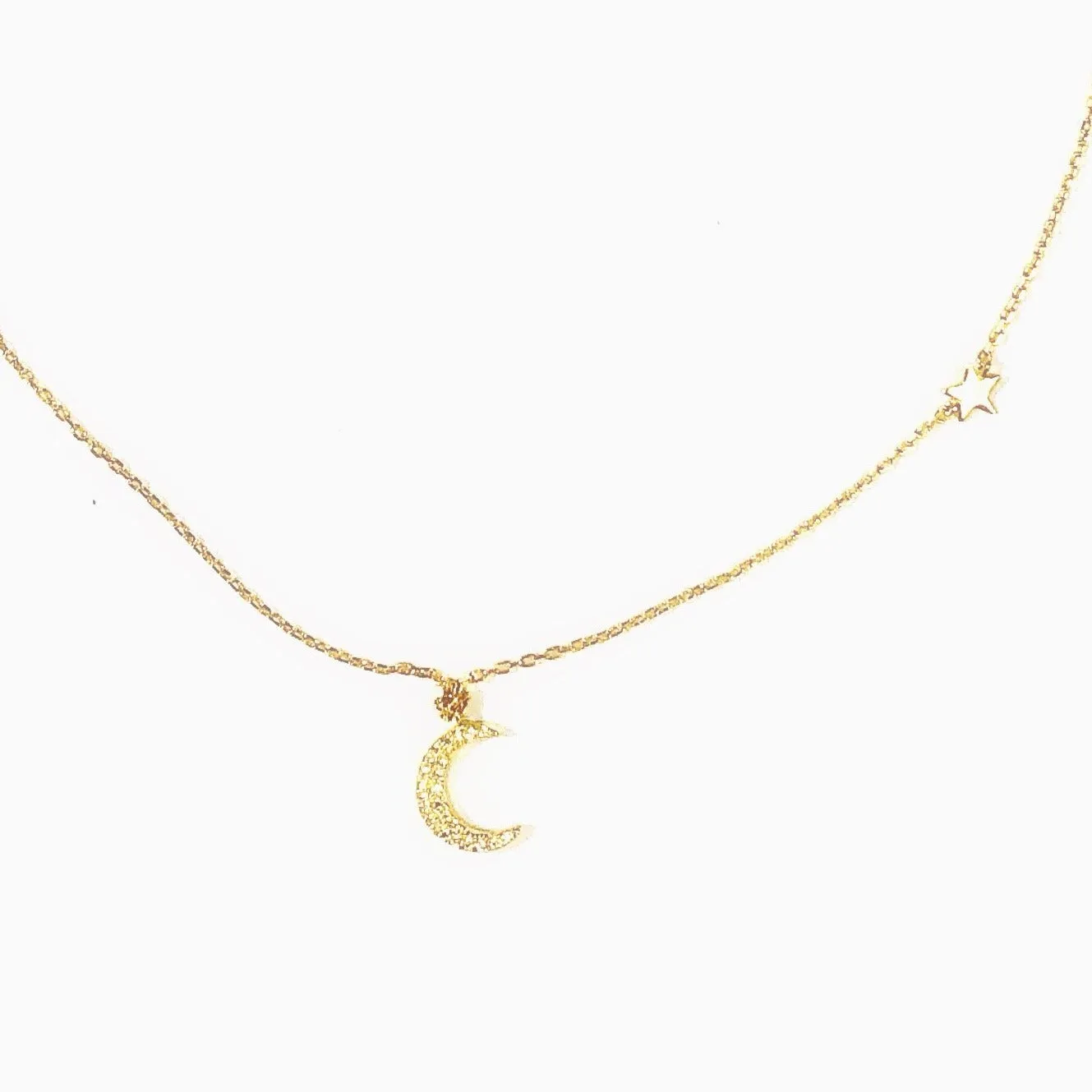 Hanging Moon   Star Necklace (sterling silver or 16K gold)