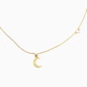 Hanging Moon   Star Necklace (sterling silver or 16K gold)