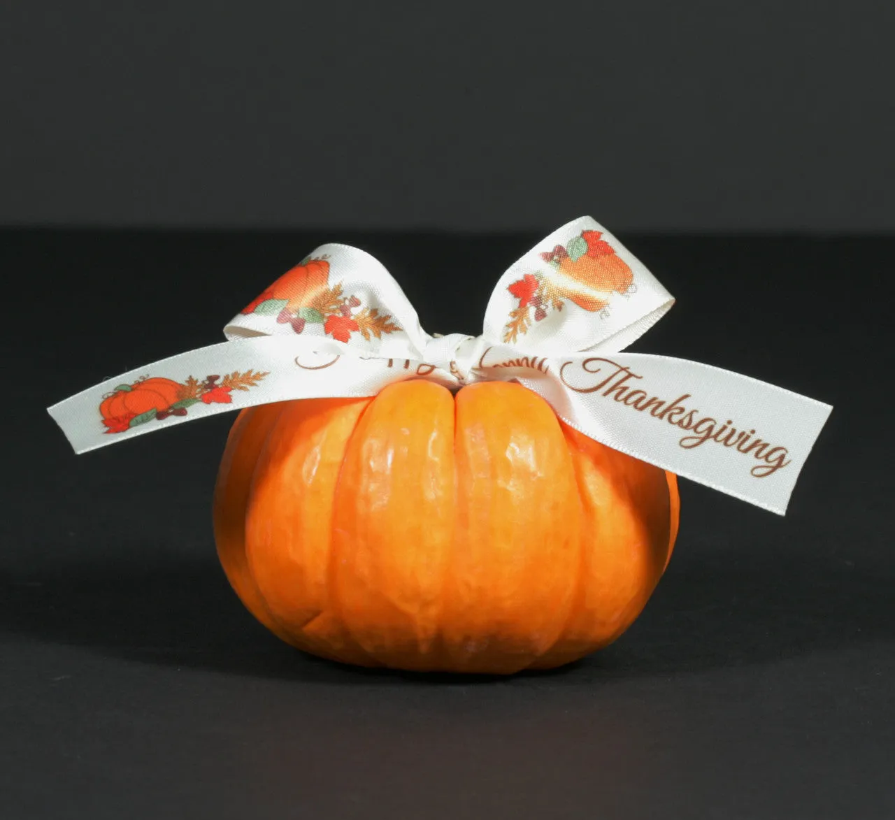 Happy Thanksgiving Ribbon on 7/8" antique white Single Face Satin ribbon