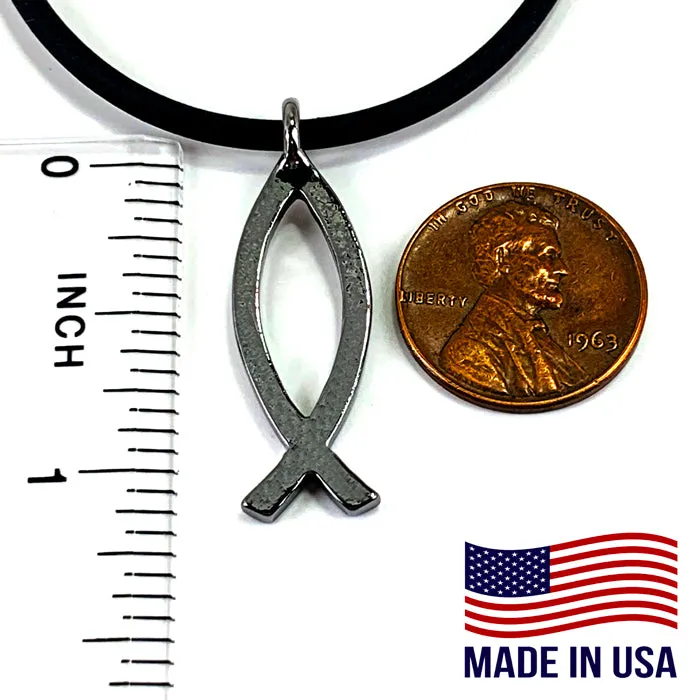 Ichthus Fish Gunmetal Necklace