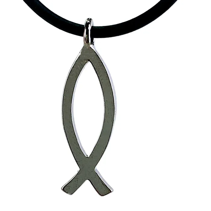 Ichthus Fish Gunmetal Necklace