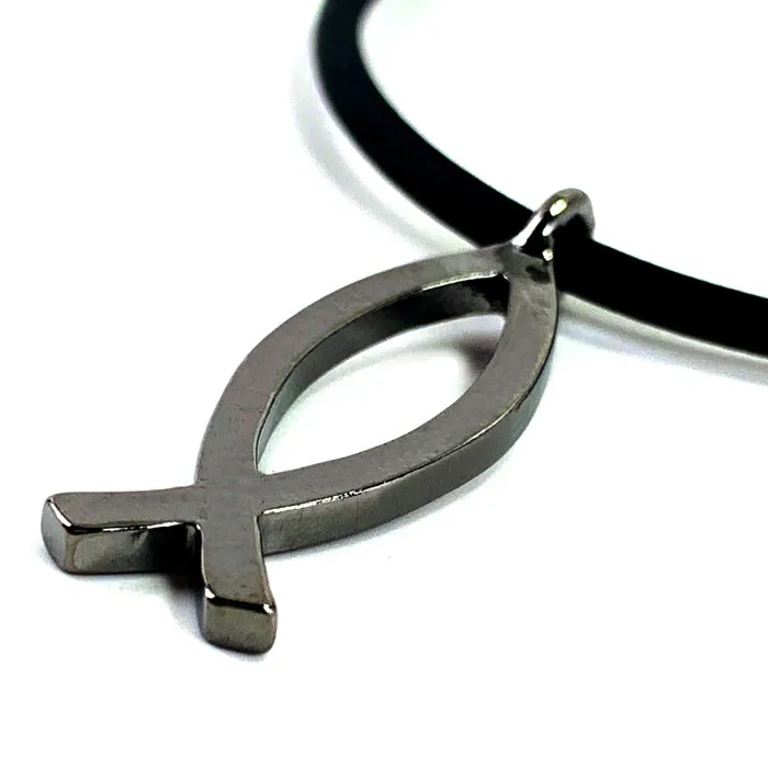 Ichthus Fish Gunmetal Necklace