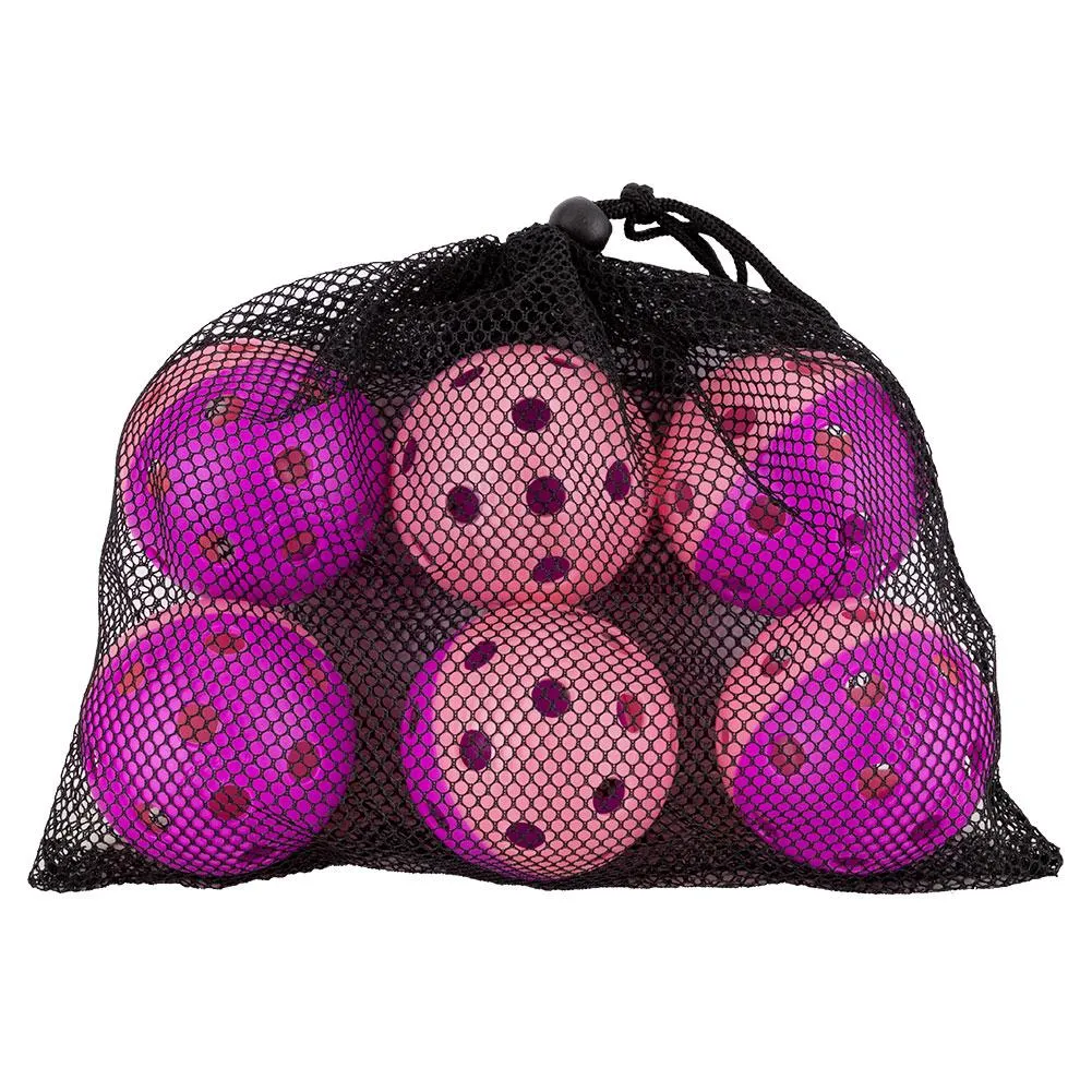 Indoor Pickleball Training Balls Bag of 6 Purple and Pink