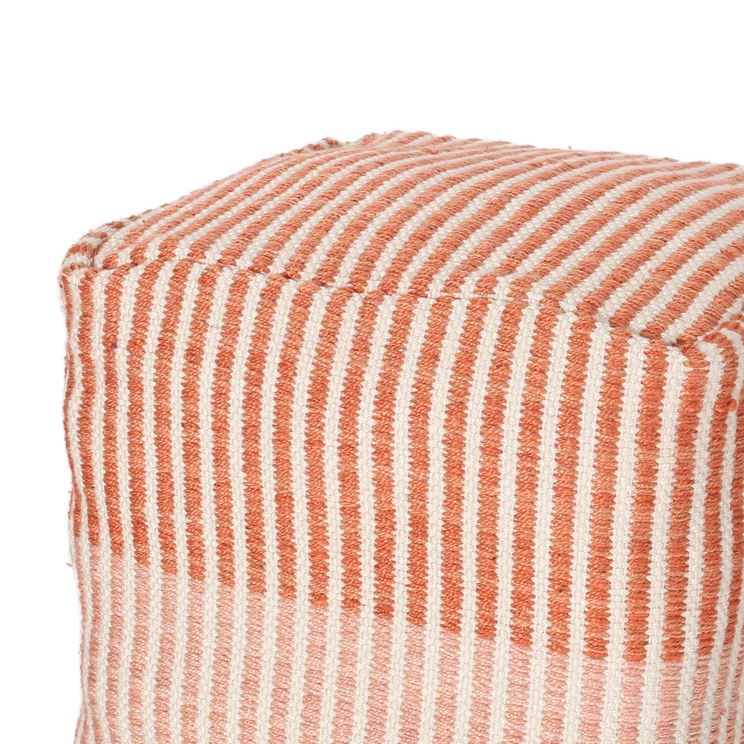 Jacqueline Boho Yarn Pouf, Red and White