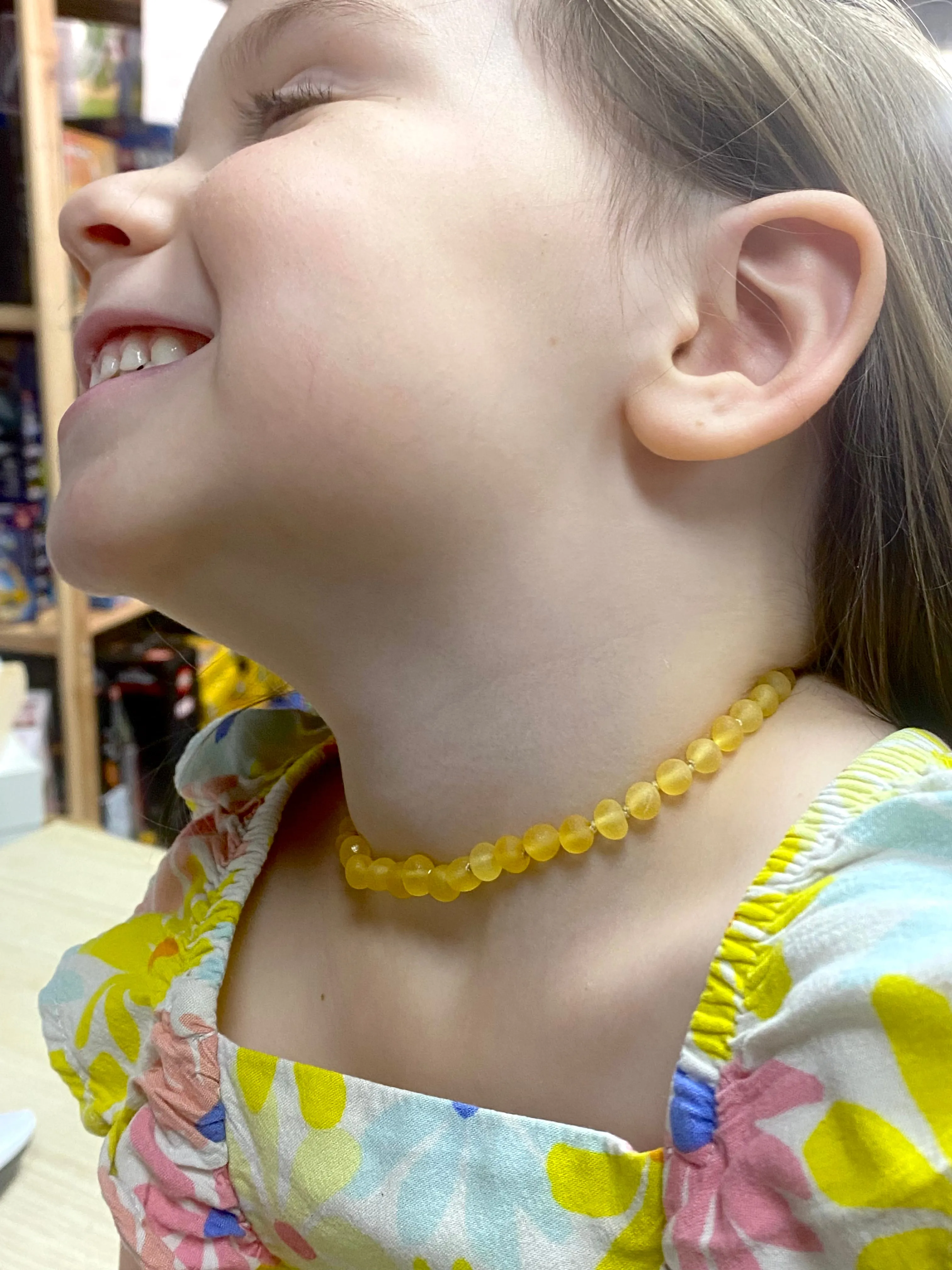 Jurate Pure Baltic Amber | Raw Lemon Children's Necklace 10"