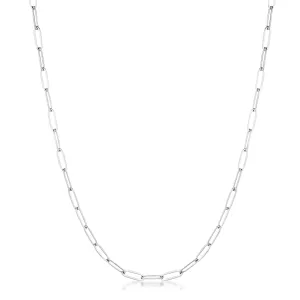 Kaylee 16” Silver Petite Paperclip Chain Linked Necklace