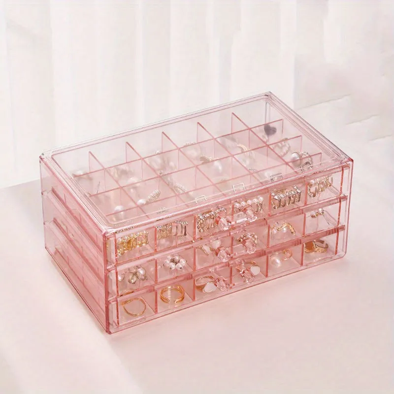 Large Capacity 3Layer Clear Plastic Jewelry Storage Box