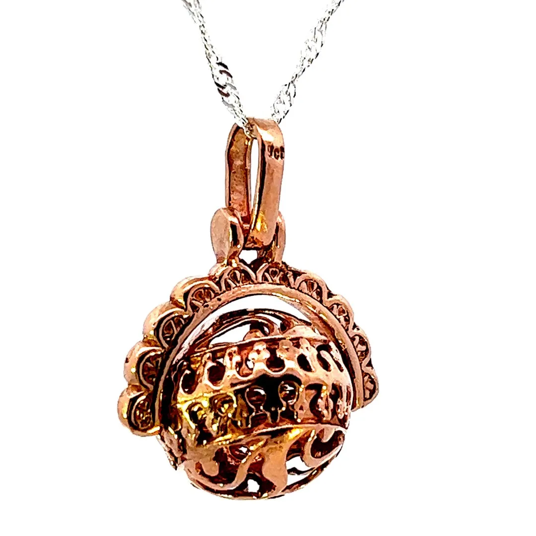 Luxurious 9ct Rose Gold Filigree Spinner Pendant