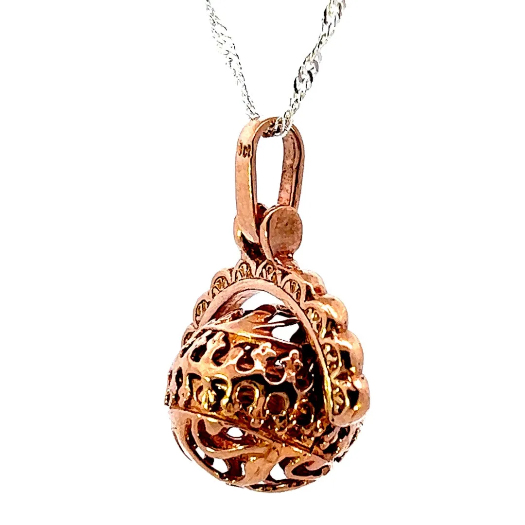 Luxurious 9ct Rose Gold Filigree Spinner Pendant