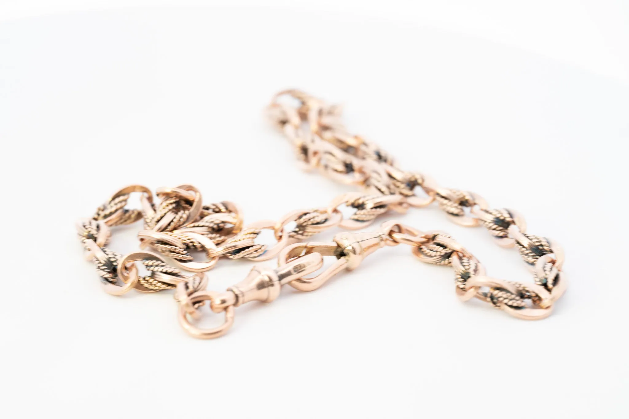 Luxurious 9ct Yellow Gold Fancy Link Chain with Double Albert Swivel Clasps