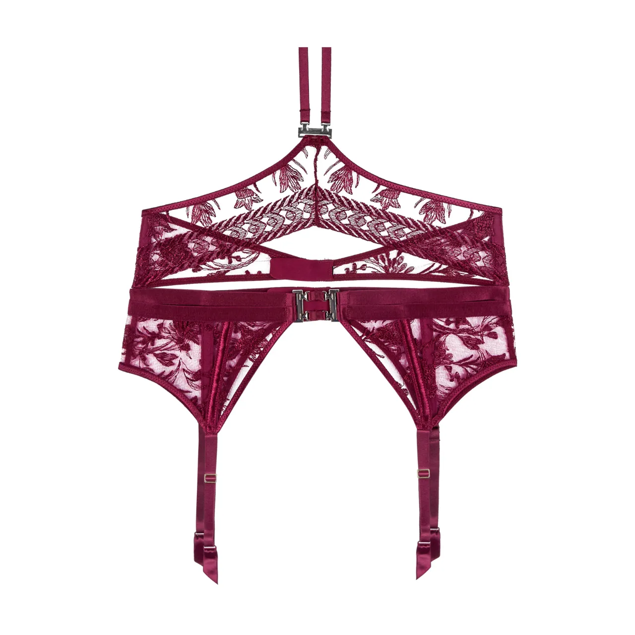 Magnetic Spell Suspender Belt in Crimson