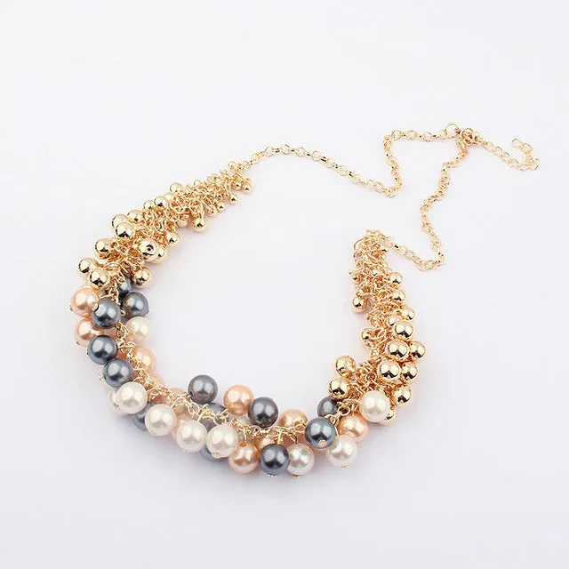 Match-Right 2015 New Hot Sell Simulated Pearl Jewelry Trendy Women Necklaces & Pendants  Short Chokers Statement Necklace