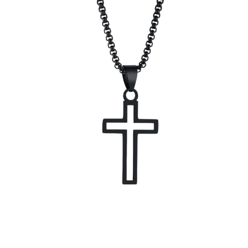 Men's Cross Pendant Necklace - Stainless Steel!