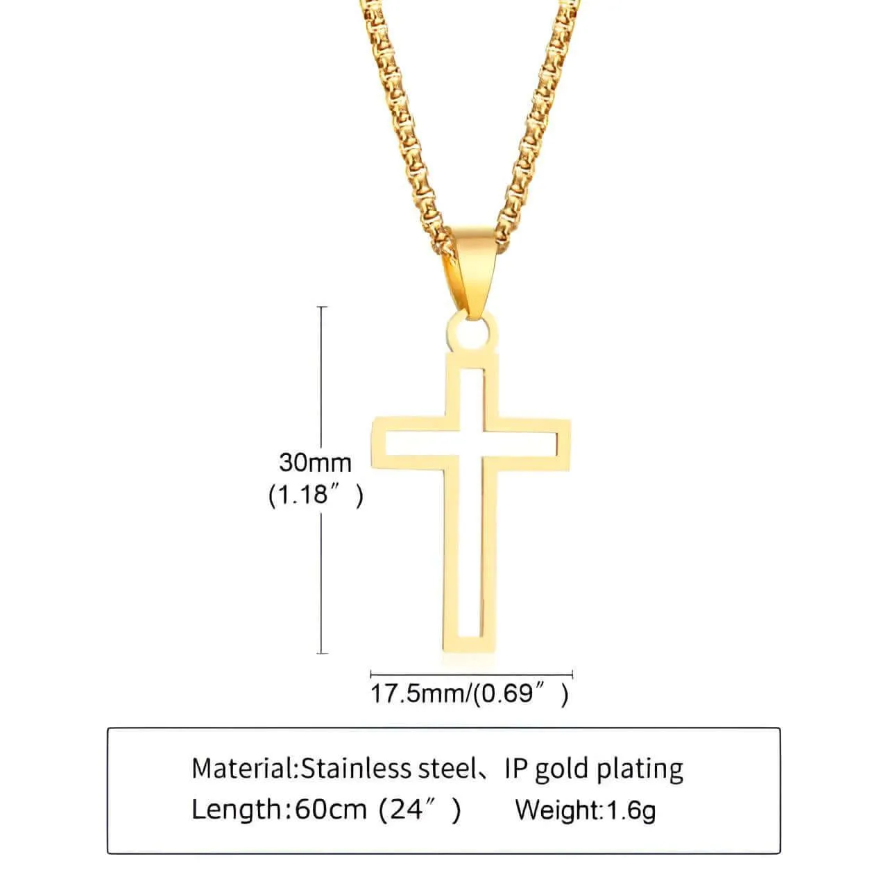 Men's Cross Pendant Necklace - Stainless Steel!