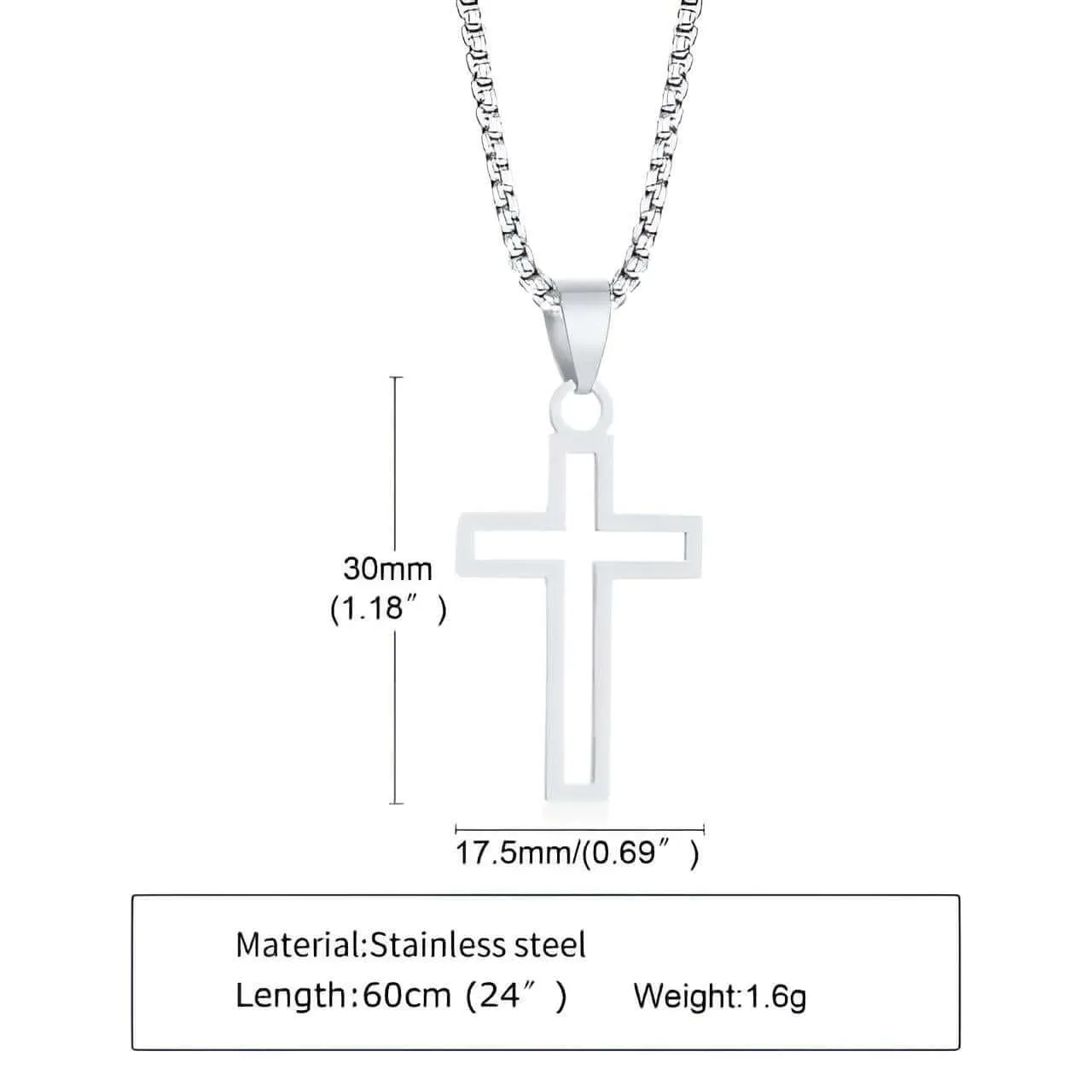 Men's Cross Pendant Necklace - Stainless Steel!