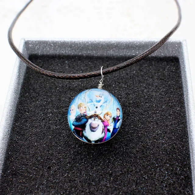 New galaxy necklaces Stars Glass Ball Pendant Crystal Collares Duplex Planet Pattern Leather Chain Maxi Necklace For unisex