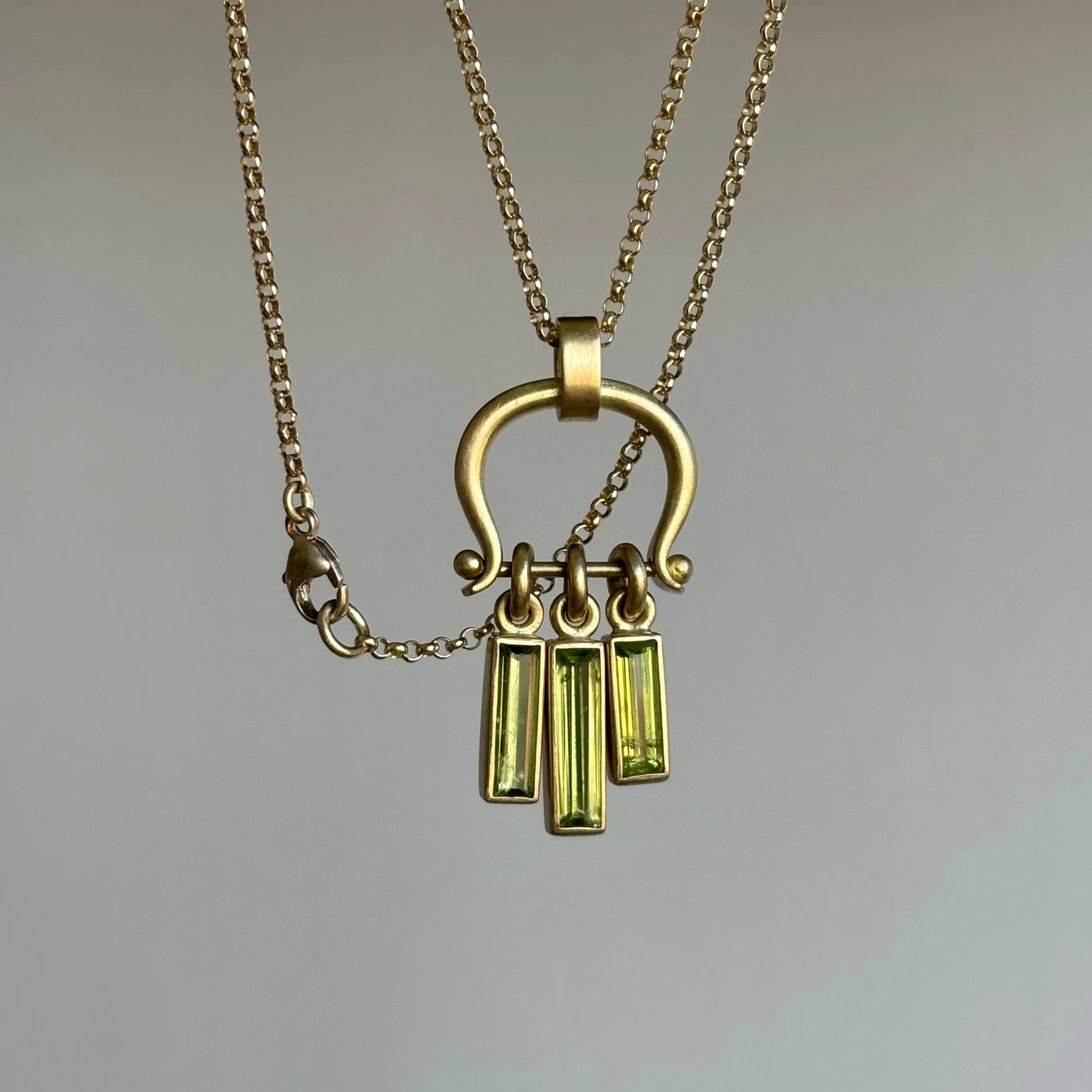 Peridot Baguette Lyre Necklace