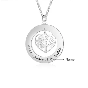 Personalized 925 Silver Sterling Necklace With Tree Of Life Name Engrave Pendant Gift