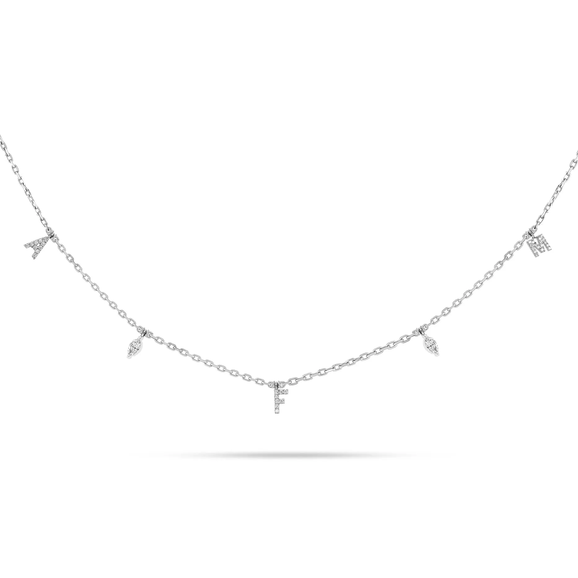 Personalized Three Letter Marquise Diamond Choker