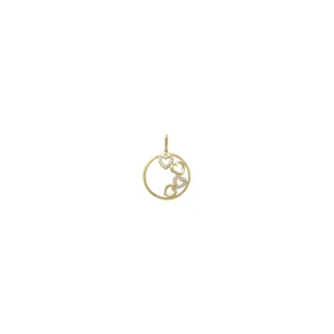 "Core of Hearts" Circle Pendant (14K)