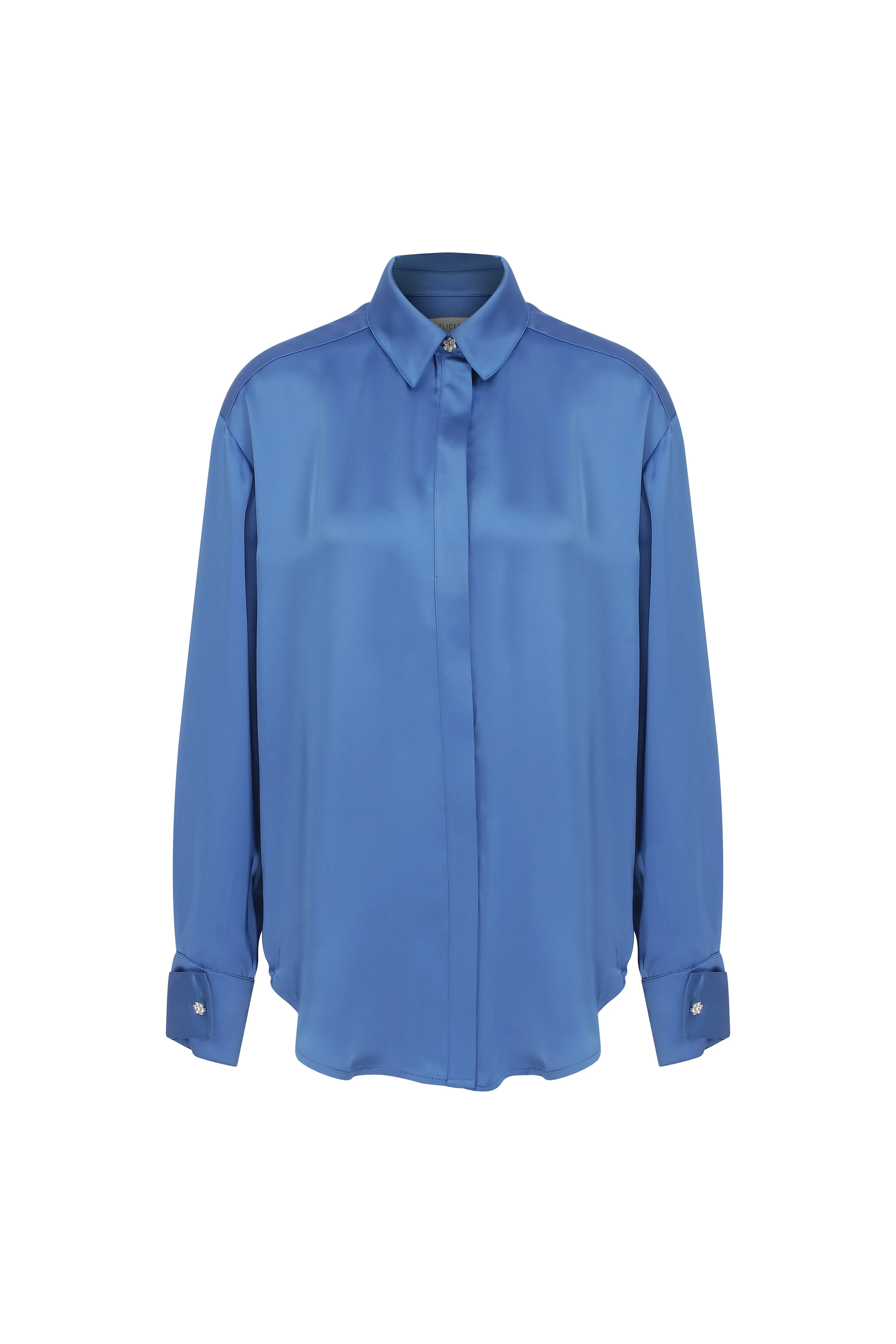 Ravenna Satin Shirt in French Blue