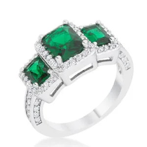 Rita Three Stone Emerald Radiant CZ Ring | 4.5ct