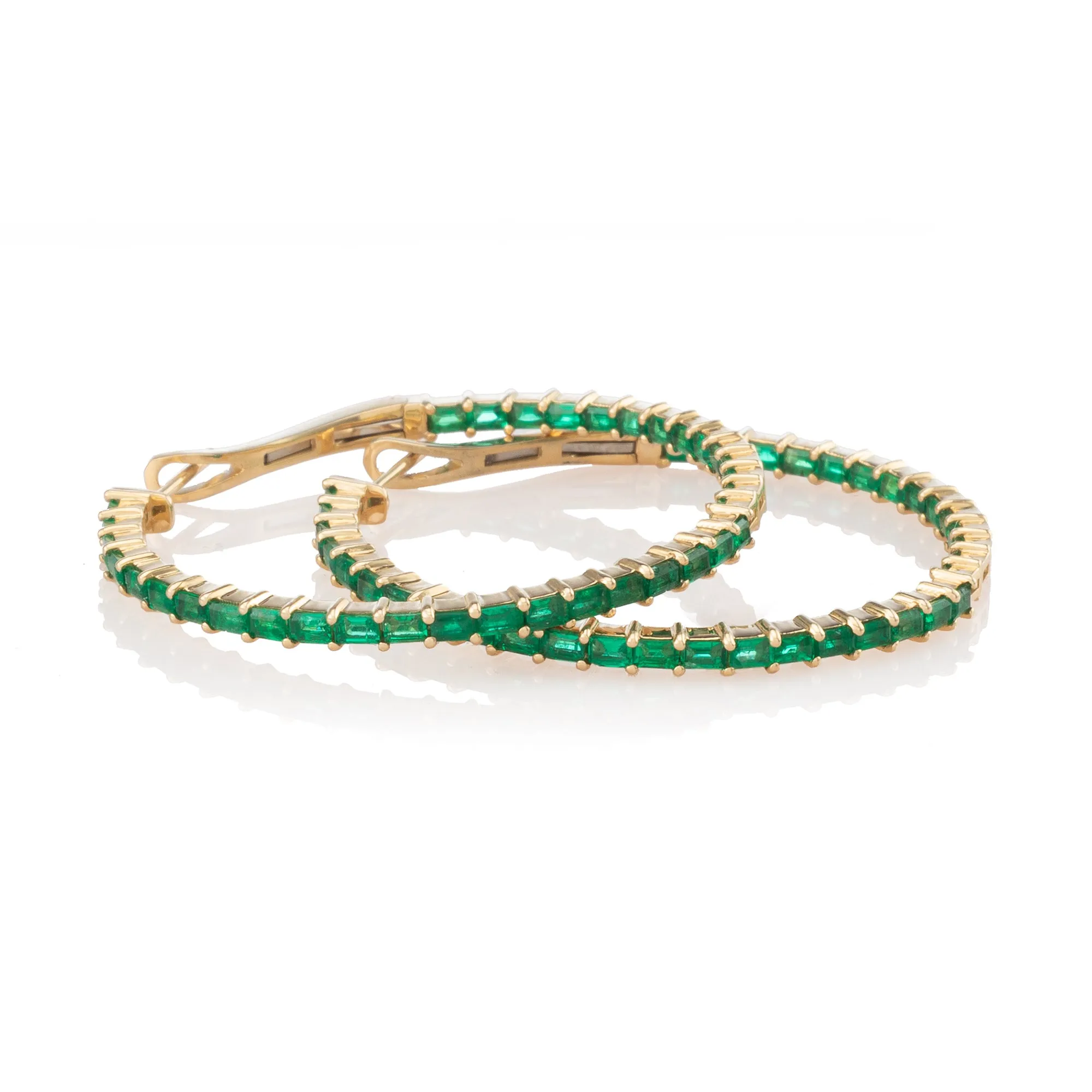 Riviera Emerald Baguette Hoops