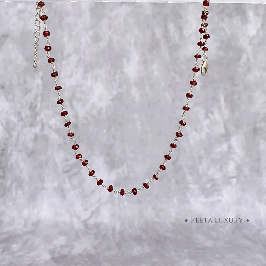 Rosary Charm - Garnet Necklace