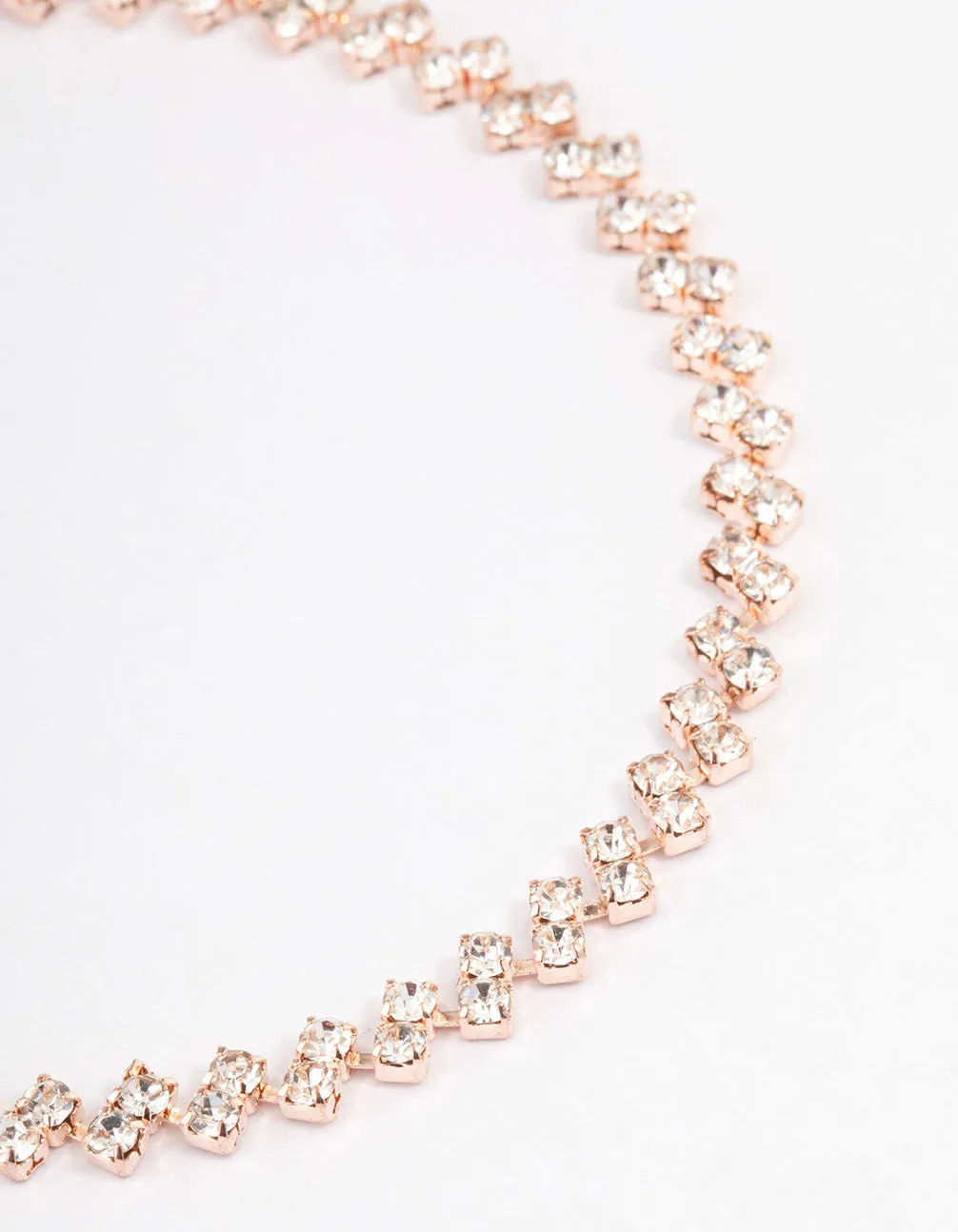 Rose Gold Double Dangle Diamante Pendant Tennis Bracelet