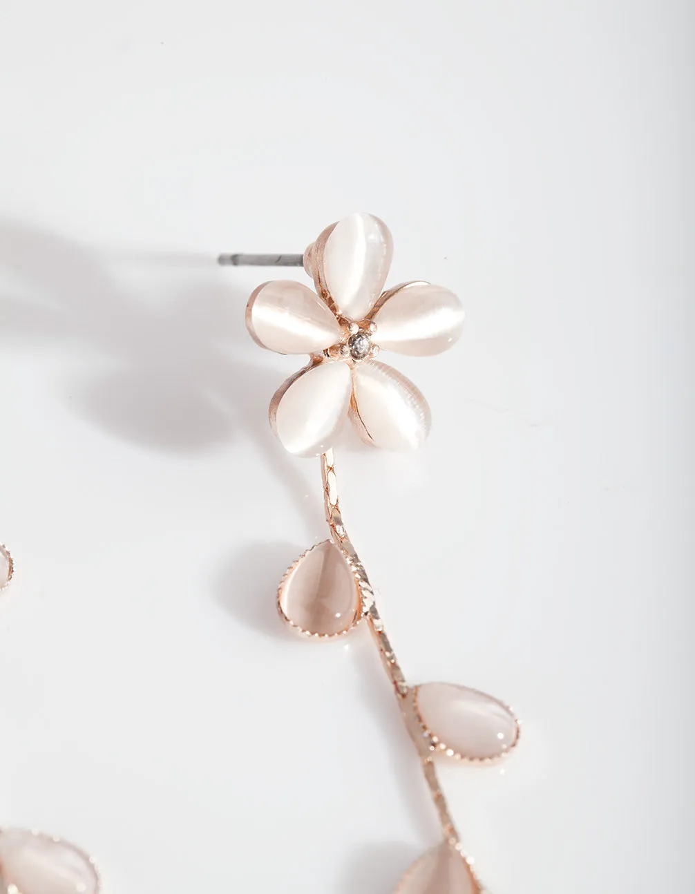 Rose Gold Flower Vine Drop Earrings