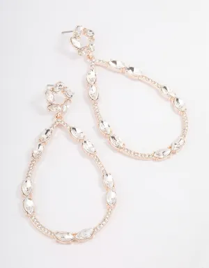 Rose Gold Statement Diamante Teardrop Earrings