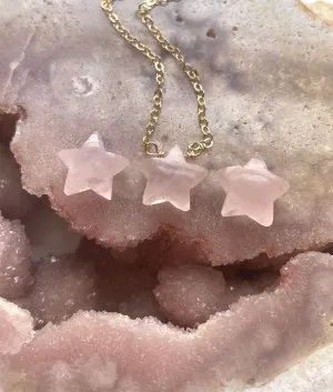 Rose Quartz Star Shaped Crystal Healing Necklace Silver or Gold Filled