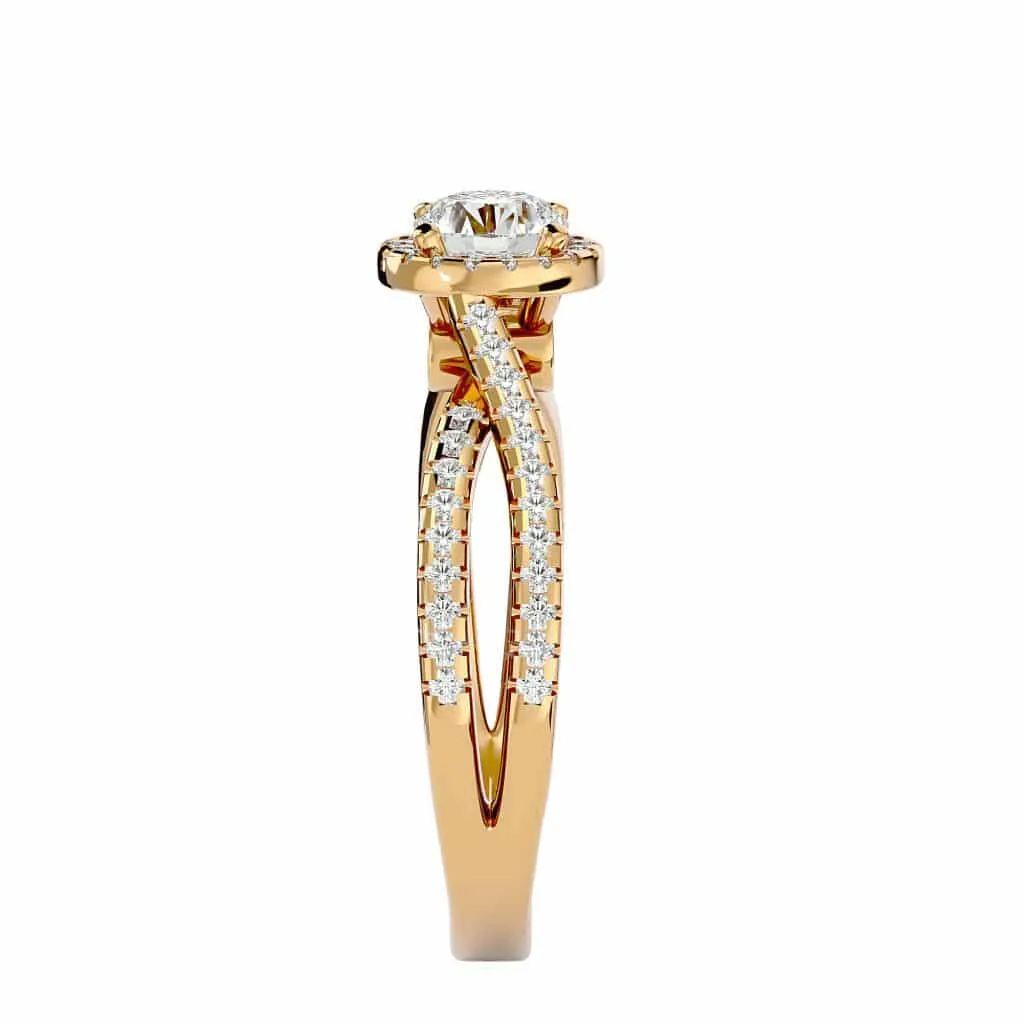 RX Twisted Engagement Ring Halo Diamond Setting