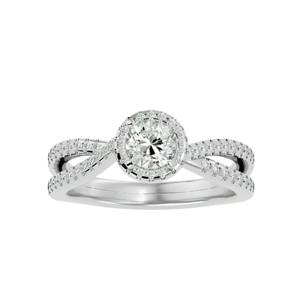 RX Twisted Engagement Ring Halo Diamond Setting